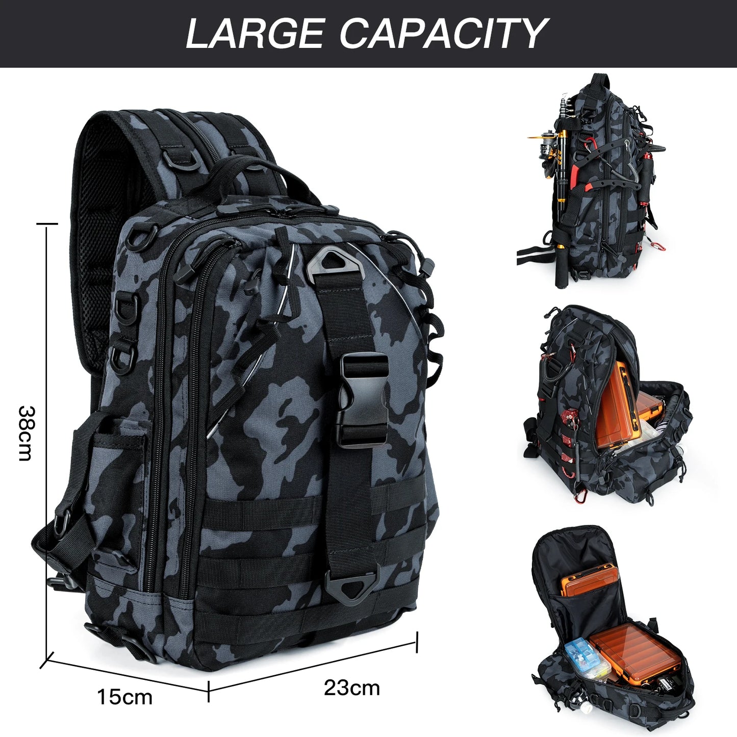 Fishing Tactical Backpack Durable Cut Resistance MOLLE Backpack For Outdoor And Hunting For Men