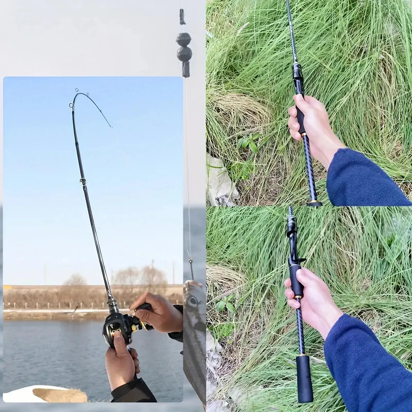 1PC 65" Lightweight High-Sensitivity Carbon Fiber Fishing Rod - Straight Handle Design for Fly & Drag Fishing