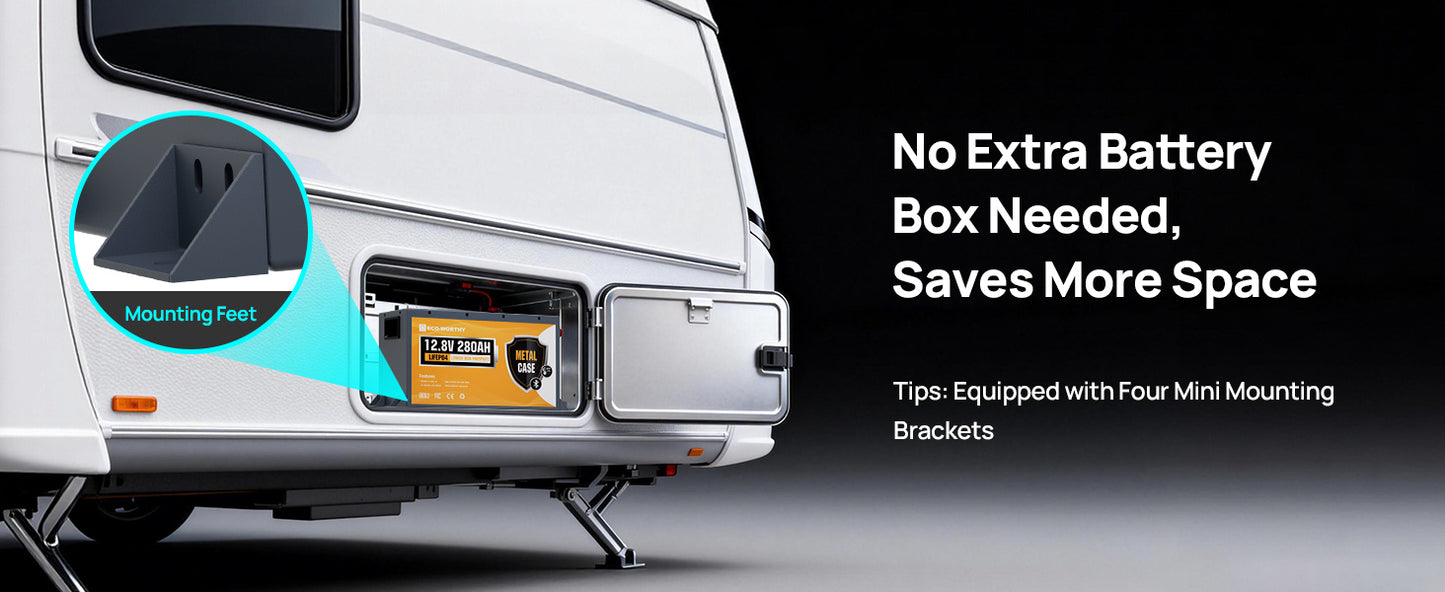 ECO-WORTHY 3584Wh 12V 280Ah Metal Case LiFePO4 Battery w/Bluetooth & Low Temp Cutoff - Built-in 200A BMS - Deep Cycle for Camper, Traile